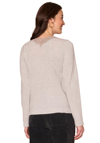 Thumbnail 3: Democracy Democracy Womens Long Sleeve Crochet V-Neck Knit Top 