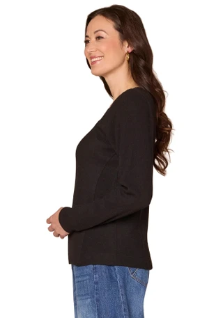 Thumbnail 2: Democracy Democracy Womens Long Sleeve Crochet V-Neck Knit Top 
