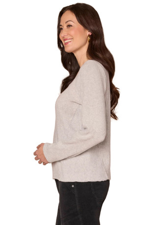 Thumbnail 4: Democracy Democracy Womens Long Sleeve Crochet V-Neck Knit Top 