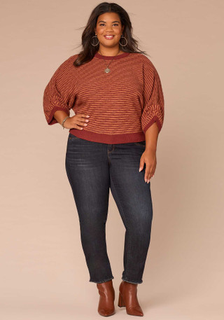 Thumbnail 2: Democracy Democracy Plus 3Q Sleeve Bias Stitch Sweater 