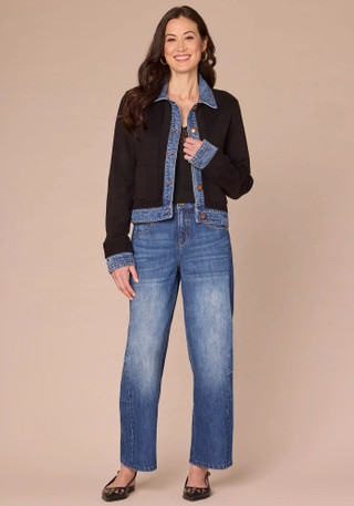 Thumbnail 4: Democracy Democracy Womens Long Sleeve Button Down Mixed Media Jacket 