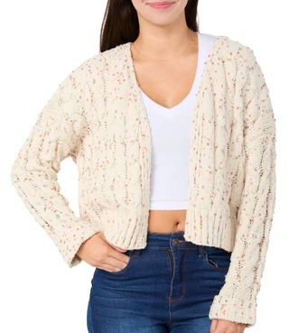Thumbnail 2: MOON & MADISON Moon & Madison Juniors Long Sleeve Speckle Cable Cardigan 