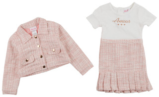 Thumbnail 1: Little Lass Little Lass Toddler Girls 2-Piece Dress & Tweed Jacket Set 