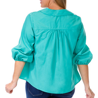 Thumbnail 3: Kaktus Kaktus Womens 3/4 Sleeve V Neck Smocked Top 
