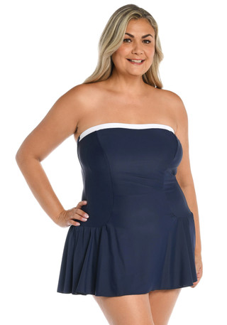 Thumbnail 3: Maxine of Hollywood Maxine of Hollywood Plus Bandeau Princess Seam Swimdress 