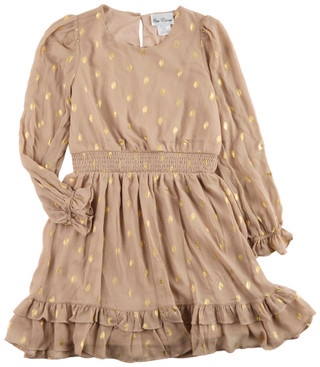 Thumbnail 1: Rare Editions Rare Editions Big Girls Long Sleeve Foil Gold Dress 
