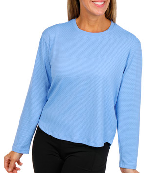 Thumbnail 1: RBX RBX Women's Active Long Sleeve Jacquard Mesh Crew Neck Top 