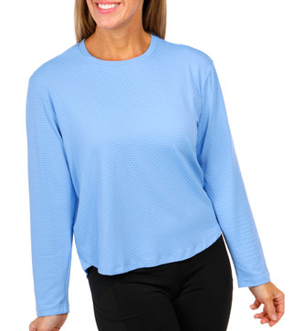 Thumbnail 3: RBX RBX Women's Active Long Sleeve Jacquard Mesh Crew Neck Top 