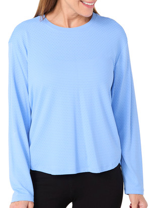 Thumbnail 4: RBX RBX Women's Active Long Sleeve Jacquard Mesh Crew Neck Top 