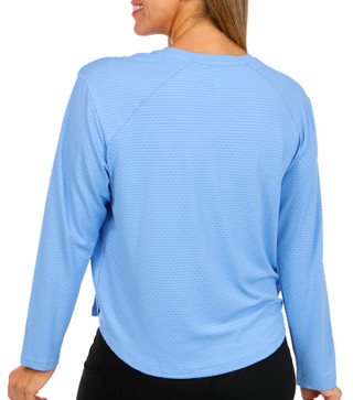 Thumbnail 3: RBX RBX Women's Active Long Sleeve Jacquard Mesh Crew Neck Top 