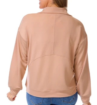 Thumbnail 2: RIO & RIAN Rio & Rian Womens Long Sleeve Comfort Luxe Quarter Zip Top 