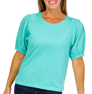 Thumbnail 2: Kaktus Kaktus Womens Short Sleeve Slub Knit Textured Top 