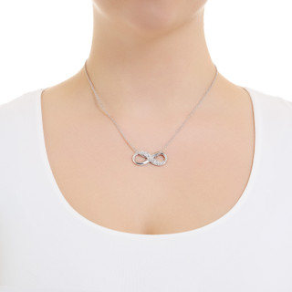 Thumbnail 3: ATHRA Athra Sterling Silver Pave Infinity Link Necklace 