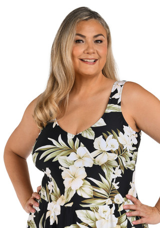 Thumbnail 2: Maxine of Hollywood Maxine of Hollywood Plus Island Greenery Surplice Swim Dres 