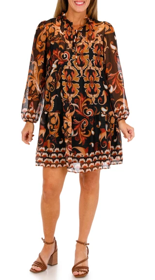 Thumbnail 2: JULIA JORDAN Julia Jordan Womens Long Sleeve Babydoll Print Dress 