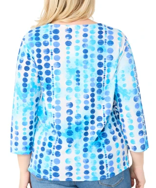 Thumbnail 2: Onque Casual Onque Casual Plus 3/4 Sleeve Embellished Tie Front Top 