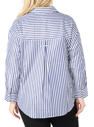 Thumbnail 2: INDUSTRY Industry Plus Long Sleeve Gold Striped Button Down Top 