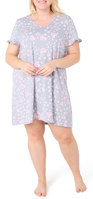 Thumbnail 1: Cuddl Duds Sleepwear Cuddl Duds Plus Heart Print Sleepshirt 