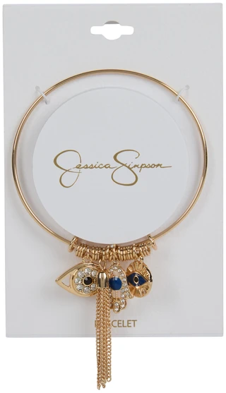 Thumbnail 2: Jessica Simpson Jessica Simpson Gold Evil Eye Charm Bangle Bracelet 