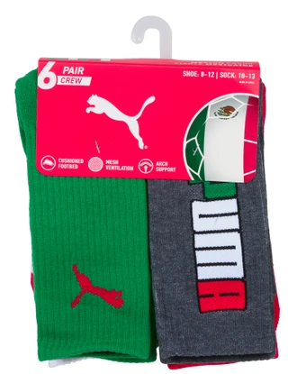 Thumbnail 1: Puma Men's 6 Pk Mexico Proud Crew Socks 