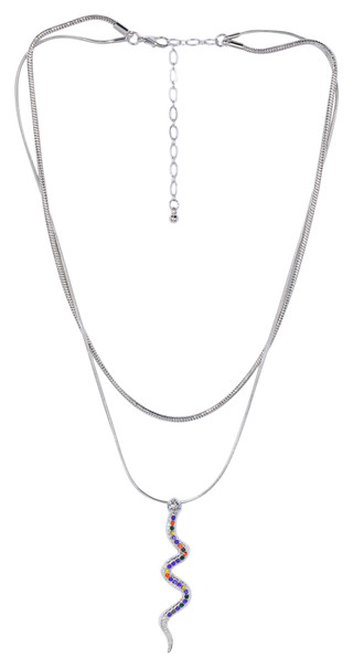 Thumbnail 2: DAUPLAISE JEWELRY Dauplaise Jewelry Silver Multi Chain Necklace Snake Pendant 