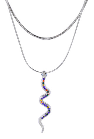 Thumbnail 1: DAUPLAISE JEWELRY Dauplaise Jewelry Silver Multi Chain Necklace Snake Pendant 