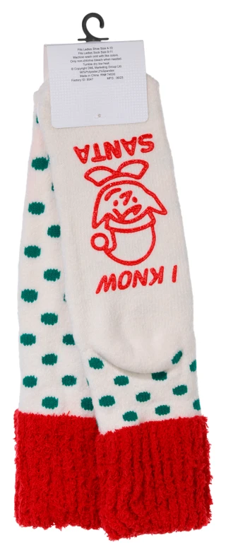 Thumbnail 2: KEEP YOUR SOCKS ON Keep Your Socks On Womens Cozy I Know Santa Grip Crew Socks 
