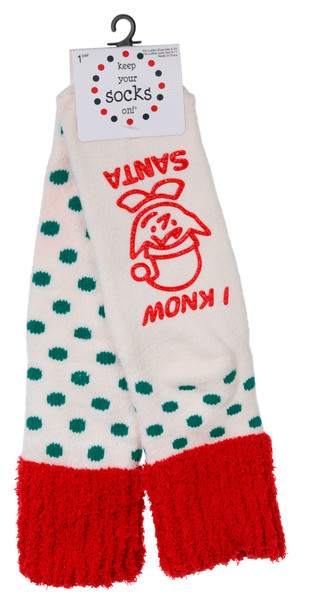 Thumbnail 1: KEEP YOUR SOCKS ON Keep Your Socks On Womens Cozy I Know Santa Grip Crew Socks 