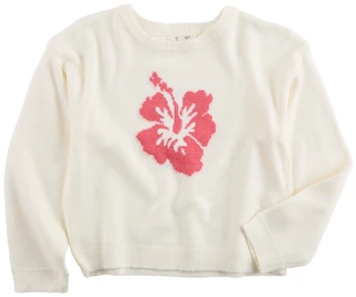 Thumbnail 1: No Comment No Comment Big Girls Long Sleeve Tropical Floral Sweater Top 