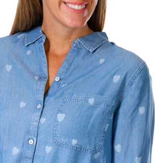Thumbnail 3: Beach Lunch Lounge Beach Lunch Lounge Womens Long Sleeve Button Down Heart Top 