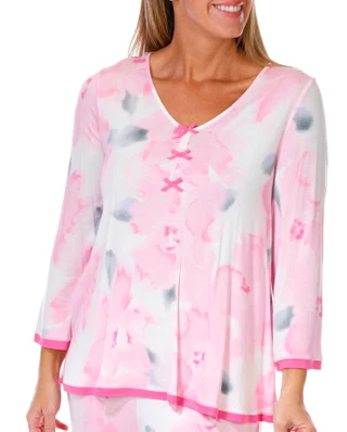 Thumbnail 3: Ellen Tracy Ellen Tracy Womens 2 Pc Abstract Floral Pajama Pants Set 