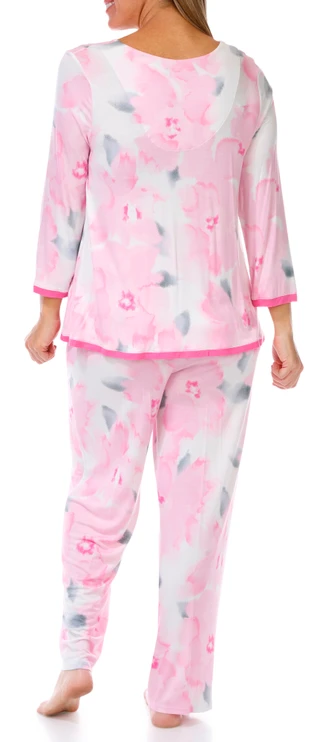 Thumbnail 2: Ellen Tracy Ellen Tracy Womens 2 Pc Abstract Floral Pajama Pants Set 