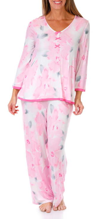 Thumbnail 1: Ellen Tracy Ellen Tracy Womens 2 Pc Abstract Floral Pajama Pants Set 