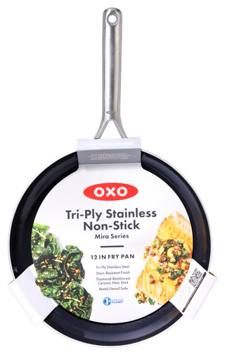 Thumbnail 1: OXO OXO 12 in Tri-Ply Stainless Mira Open Fry Pan 