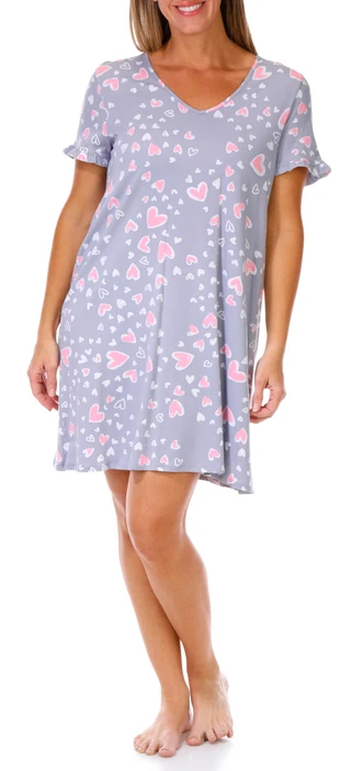 Thumbnail 1: Cuddl Duds Cuddl Duds Womens Heart Print Sleepshirt Nightgown 