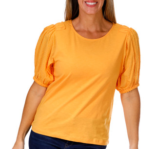 Thumbnail 2: Kaktus Kaktus Womens Short Eyelet Sleeve Crew Top 