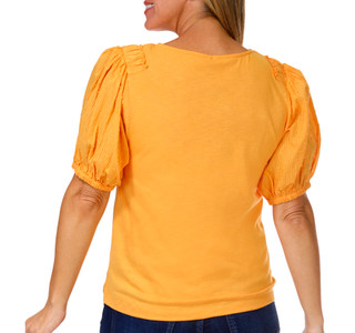 Thumbnail 3: Kaktus Kaktus Womens Short Eyelet Sleeve Crew Top 