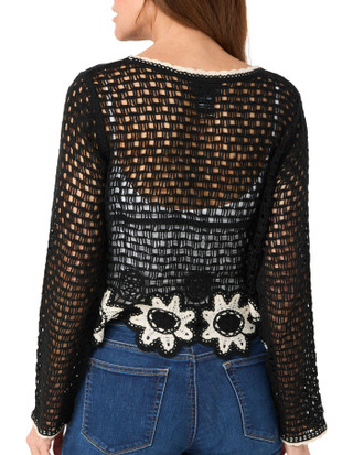 Thumbnail 3: LIV LOS ANGELES Liv Los Angeles Womens Button Front Flower Crochet Cardigan 