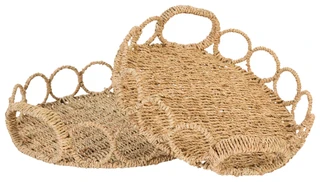 Thumbnail 2: Mud Pie 2 Pc Seagrass Link Tray Set 
