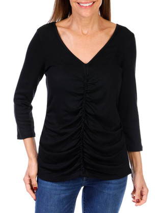 Thumbnail 1: Cyrus Women's 3/4 Sleeve V-Neck Cinch Top 