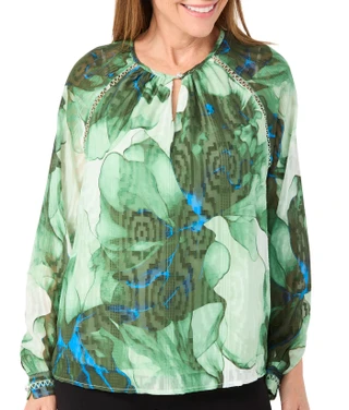 Thumbnail 3: Zac & Rachel Zac & Rachel Womens Long Sleeve Clip Chiffon Top 