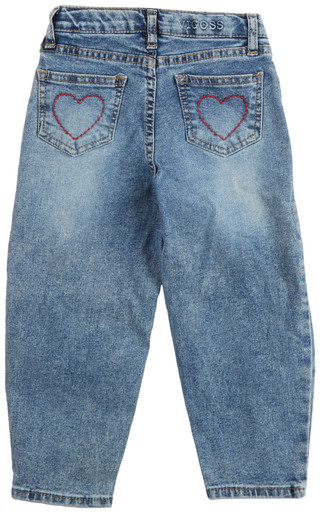 Thumbnail 2: Vigoss Vigoss Little Girls Embroidered Heart Barrel Jeans 