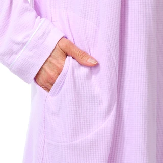 Thumbnail 3: Ellen Tracy Eileen West Womens Long Sleeve Waffle Full Zip Duster Robe 
