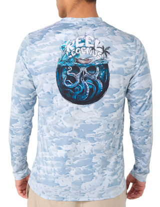 Thumbnail 2: REEL LEGENDS Reel Legends Mens Reel Tec Long Sleeve Crew Print Shirt 