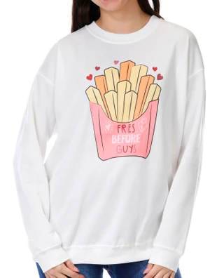 Thumbnail 1: No Comment No Comment Juniors Long Sleeve Fries Before Guys Sweater 