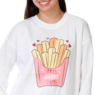Thumbnail 3: No Comment No Comment Juniors Long Sleeve Fries Before Guys Sweater 