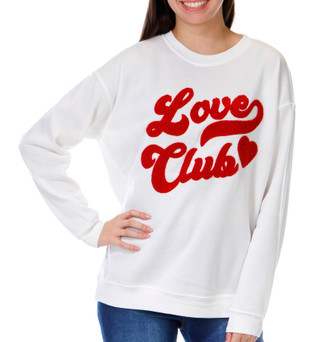 Thumbnail 1: No Comment No Comment Juniors Long Sleeve Love Club Patch Sweater 
