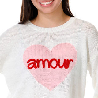 Thumbnail 3: No Comment No Comment Juniors Long Sleeve Amour Pullover Sweater 