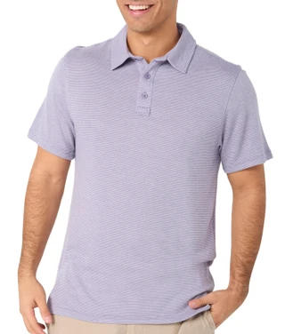 Thumbnail 1: REEL LEGENDS Men's Short Sleeve Striped Knit Polo Shirt 