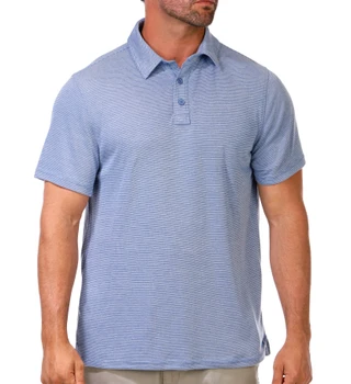 Thumbnail 1: REEL LEGENDS Men's Short Sleeve Striped Knit Polo Shirt 